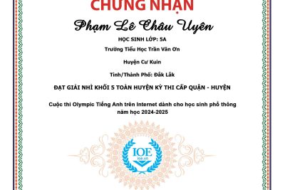 VINH DANH HỌC SINH TRƯỜNG TH TRẦN VĂN ƠN ĐẠT THÀNH TÍCH CAO TRONG KỲ THI IOE CẤP HUYỆN – NĂM HỌC 2024-2025